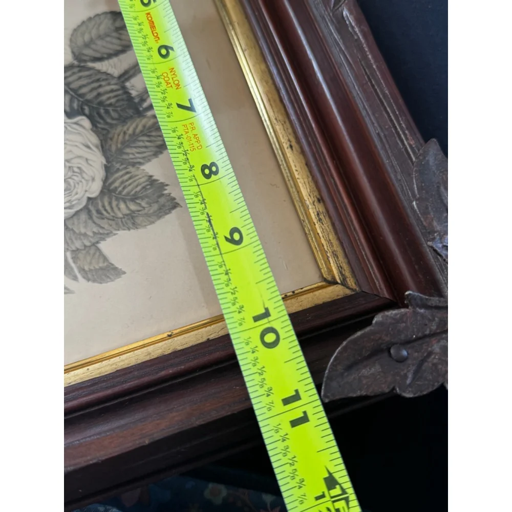 Antique Arts & Crafts Wood Picture Frames with Iron Leaf Mounts – Black Forest